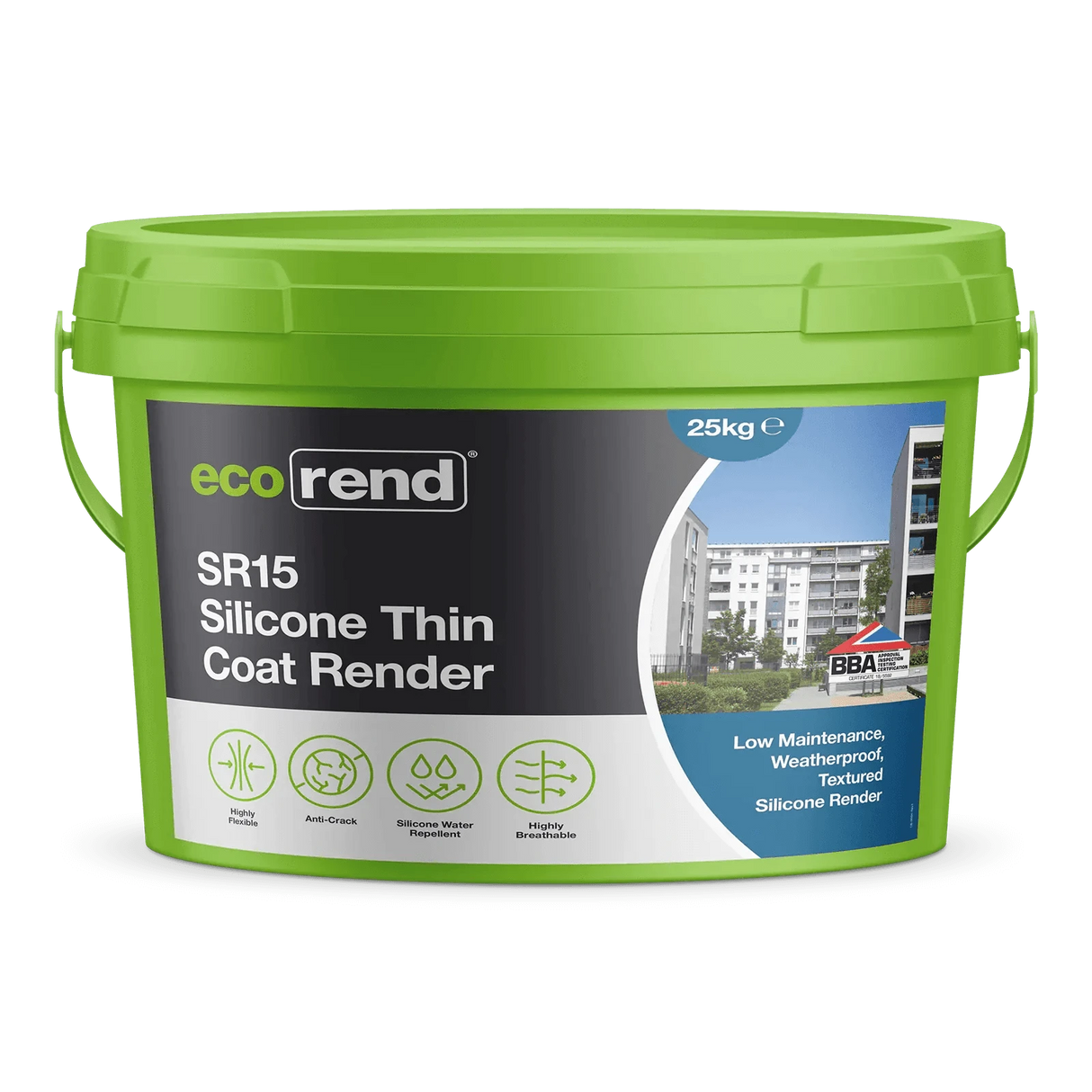 Ecorend Ecorend SR15 Silicone Thin Coat Render - 25kg | Smoke Grey BM007542 Rendering Products