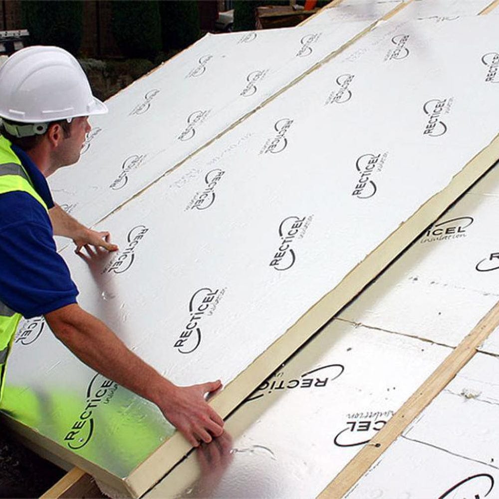 Recticel 90mm Recticel Eurothane GP PIR Insulation Board | 2400mm x 1200mm BM001056 PIR Insulation