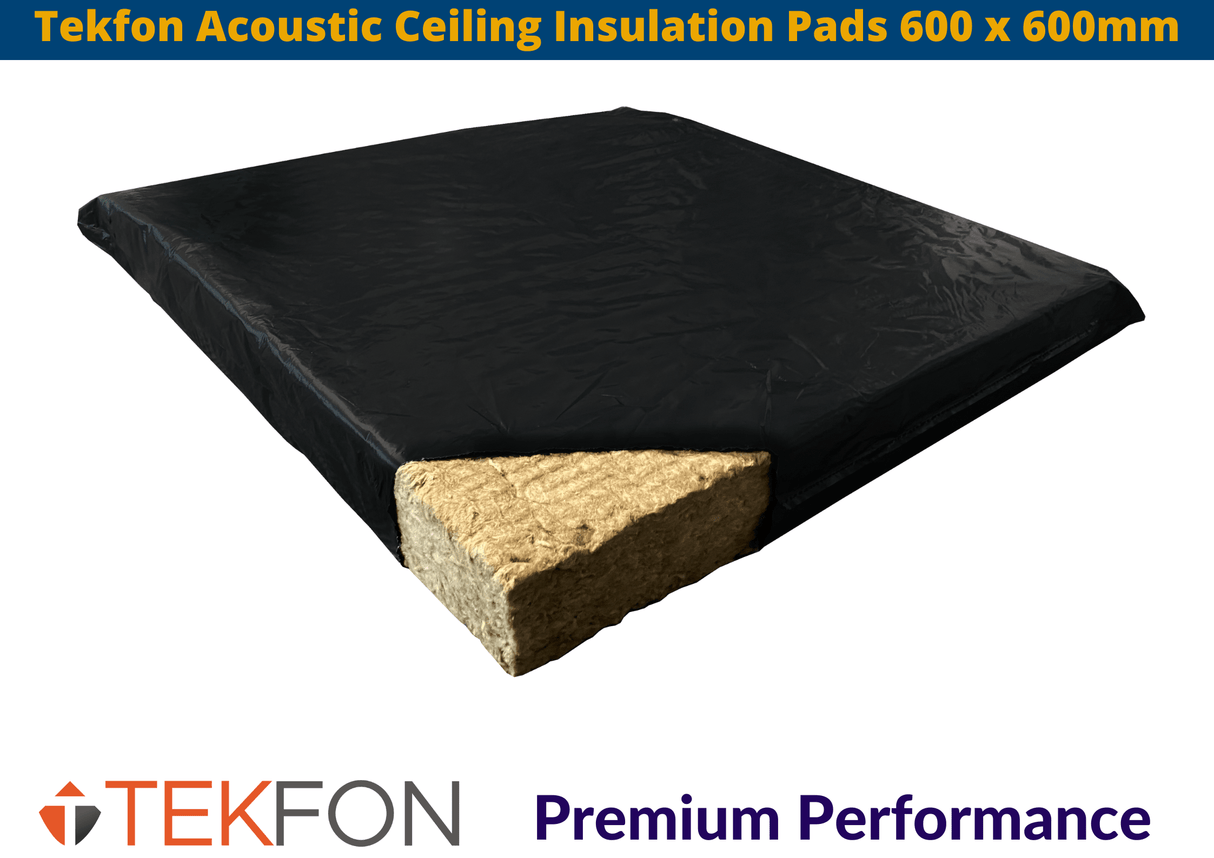 Tekfon Tekfon Acoustic Ceiling Insulation Pads | 600 x 600mm (45kgm3) | 100mm 1.44m2 IUK01718 Sound Dampening Panels & Foam
