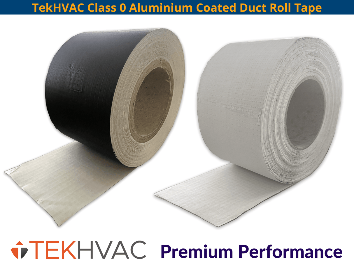 TEKHVAC TEKHVAC Class 0 Aluminium Coated Duct Roll Tape | 50mts x 100mm black coated IUK01592 Tape