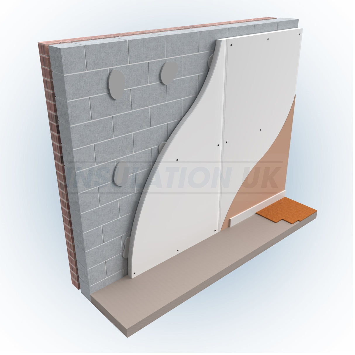 Tekwarm 32.5mm Tekwarm EPS Insulated Plasterboard | 2400mm x 1200mm BM02086 Insulated Drywall