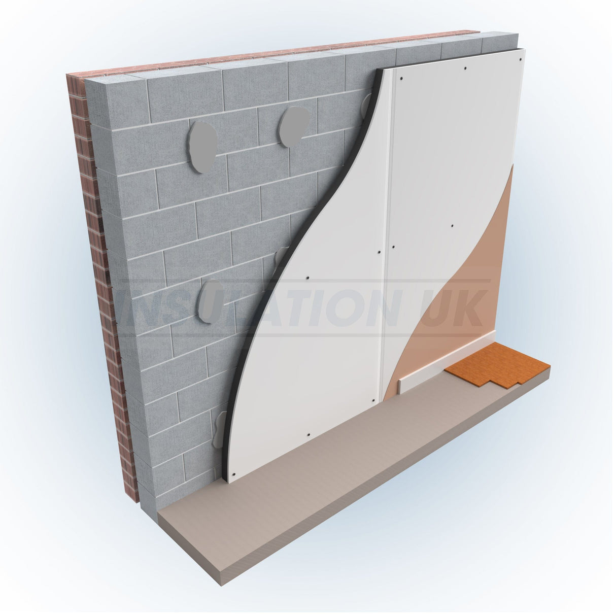 Tekwarm 42.5mm Tekwarm HP+ Insulated Plasterboard | 2400mm x 1200mm BM02013 Insulated Drywall