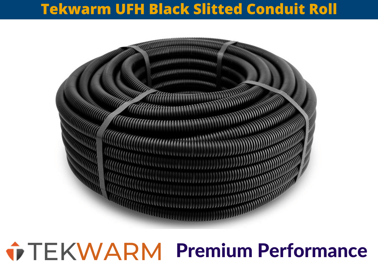 Tekwarm Tekwarm UFH Black Slitted Conduit Roll | 50m coil IUK01494 UFH Insulation