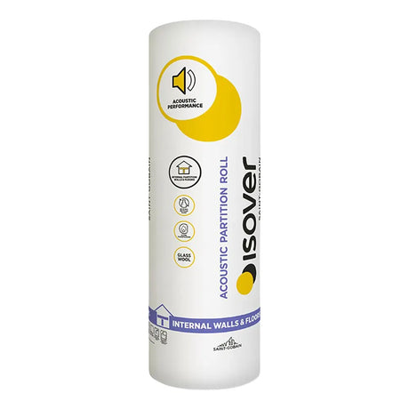Isover 75mm Isover Acoustic Partition Roll – 14.64m2 Acoustic Insulation Roll IUK00933 Mineral Fibre Insulation