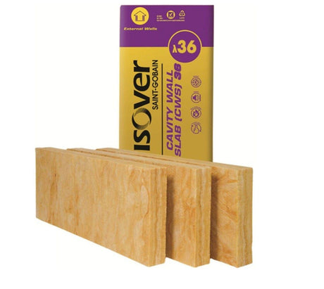 Isover Isover Cavity Wall Slab CWS 36 | 125 x 455 x 1200mm - 5 Slabs - 2.73m2 Mineral Fibre Insulation