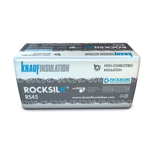 Knauf Knauf Rocksilk® RS45 Building Slab | 1200mm x 600mm | 600 x 1200 x 25mm BM002988 Mineral Fibre Insulation