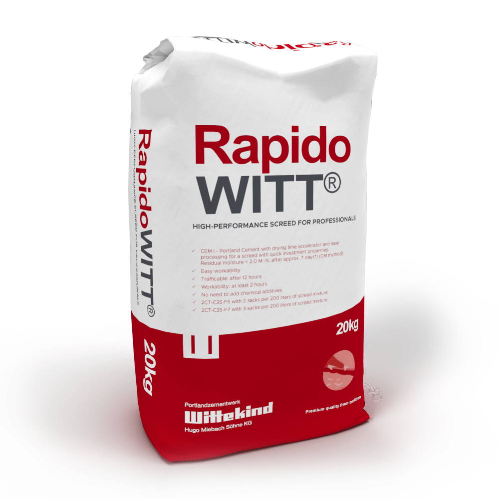 Tekcem Cement, Mortar & Concrete Mixes RapidoWitt High Performance Screed Cement 20kg BM005358 RapidoWitt High Performance Screed Cement 20kg