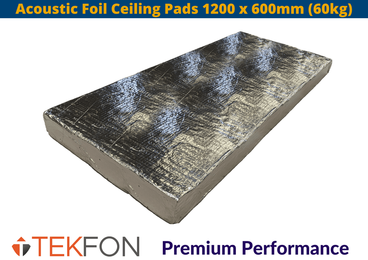 Tekfon Tekfon Acoustic Reduction Foil Ceiling Pads | 1200 x 600mm (60kgm3) | 60kg / 10kg - 55mm x 4 Per Pack IUK01696 Sound Dampening Panels & Foam
