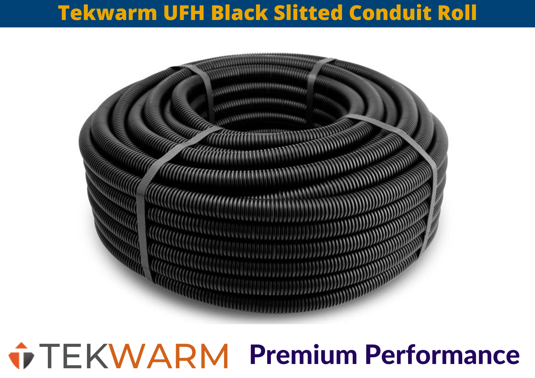 Tekwarm Tekwarm UFH Black Slitted Conduit Roll 50m coil IUK01494 Tekwarm UFH Black Slitted Conduit Roll 50m coil | insulationuk.co.uk